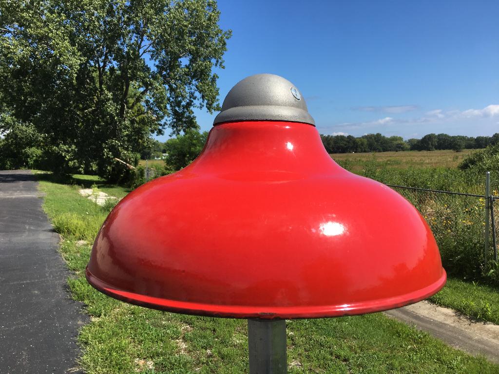 40s Revere 20 Pump Island Light Porcelain Vintage Red GAS STATION
