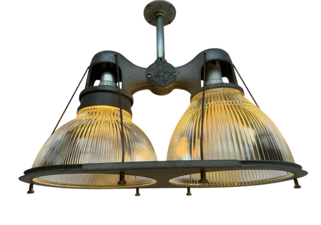 30s Double Holophane Light Industrial Twin Warehouse Vintage